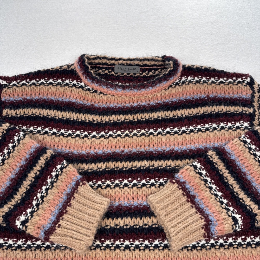 Anthropologie Elsamanda M Chunky Stripe Knit Alpaca Wool Blend Sweater Italy